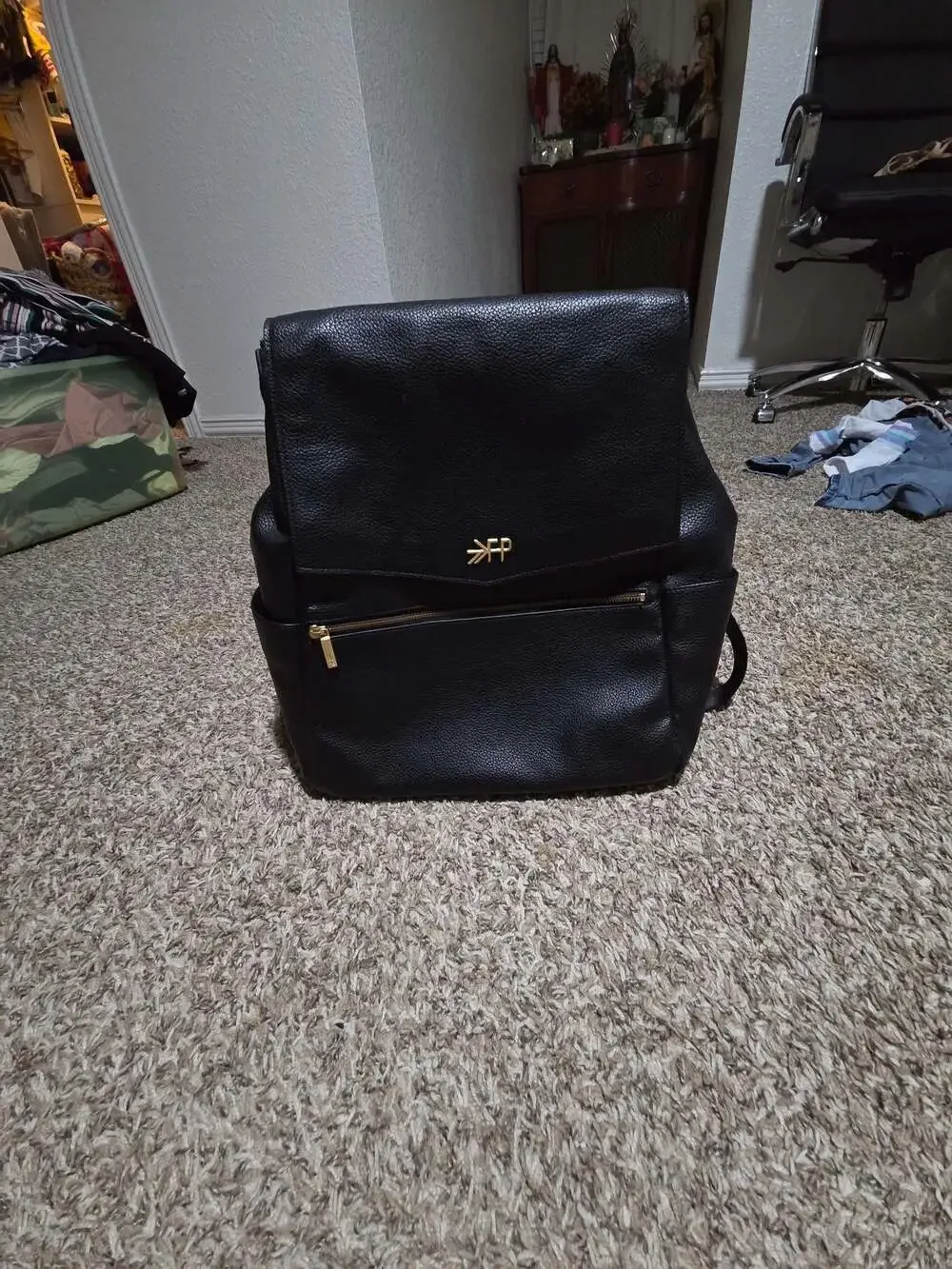 Freshly Picked Classic Diaper Backpack in Black Vegan Leather